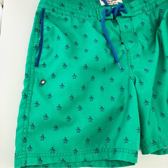 Original Penquin Munsing wear Green Swim Trunks Shorts,  Lined  Size 30 Waist - Picture 11 of 12
